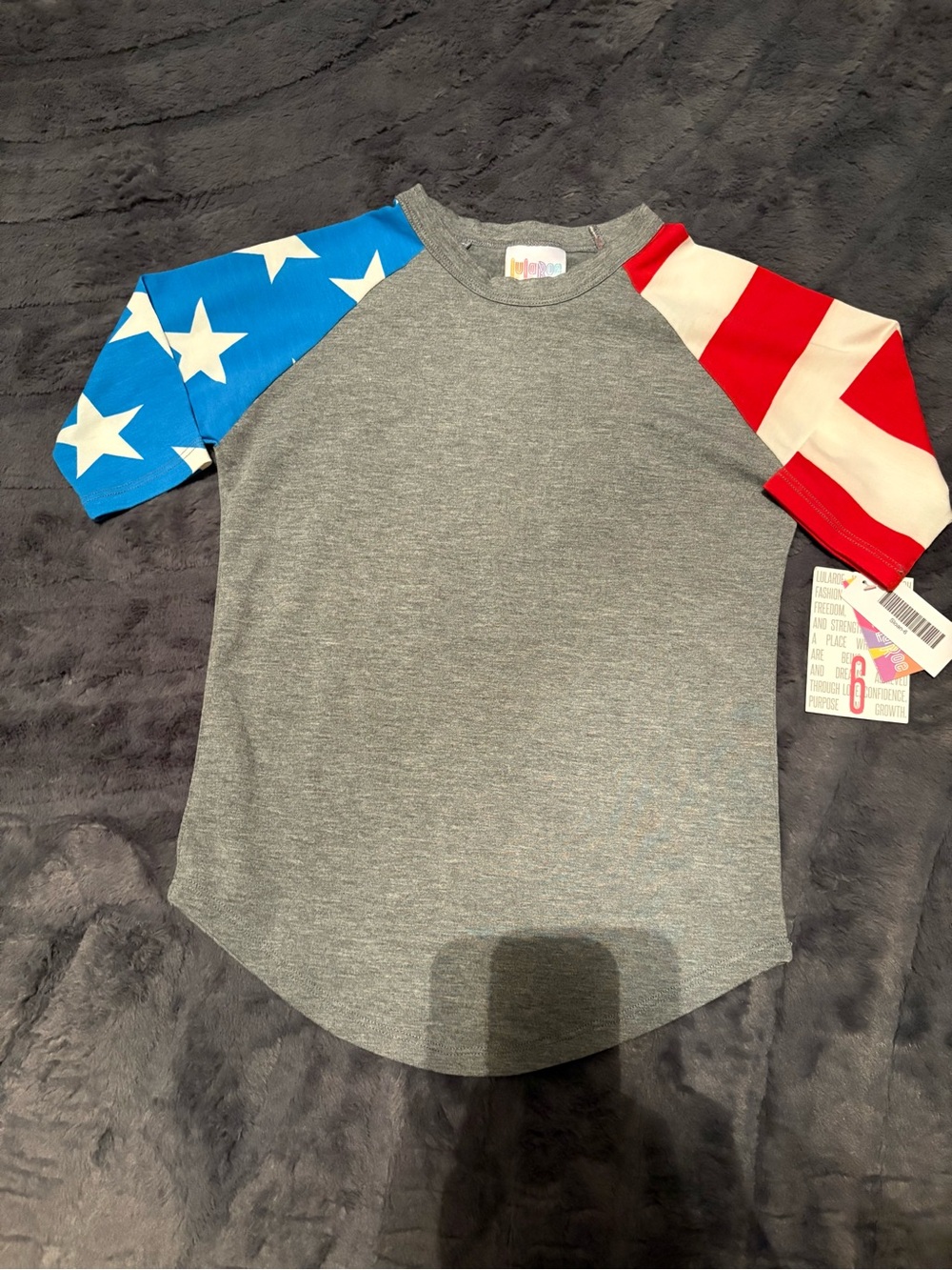 NWT Lularoe Kid Size 6 Sloan Flag Shirt